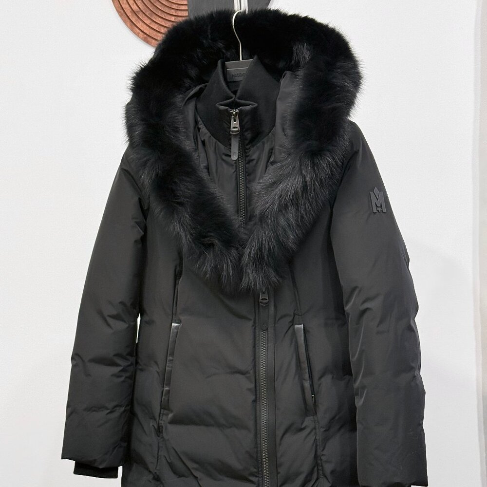 MACKAGE KAY-BX Black Down coat Size M with fox fur with Original Garment